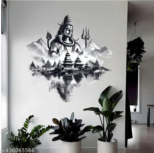 Annur Creation  Mahakal Wall Sticker for Living Room, Bedroom, Kids Room, Big size sticker, 3D sticker , PVC vinyl Mahakal, Shankar bhagwan, Shiv Parvati wall sticker God ( Pack 1)