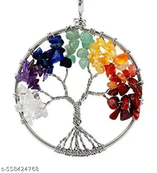 Seven chakra Tree of life pendant