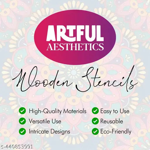Happy Diwali wooden rangoli stencil for Diwali Decoration | Home and Festival Decoration, Size 12x12 inch stencil for Art and Craft, Painting Rangoli Stencils - 12x12 -214