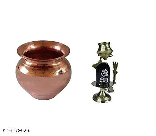 A&S Ventures Copper Kalash With Lord Shiva Shivling For Jalabhishek, Home Puja