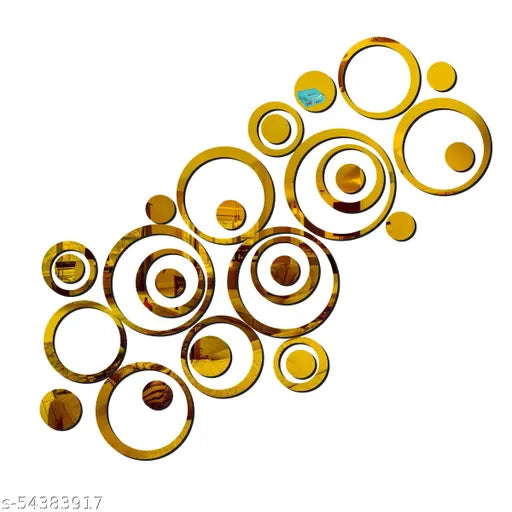 VSA OLLIVANDERS 30 Ring And Dots Golden (B07MC41X3M) 3D Acrylic Mirror Wall Sticker Decoration for Kids Room/Living Room/Bedroom/Office/Home Wall.
