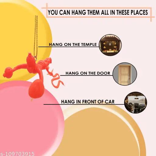 Indian Art & Crafts Flying Lord Hanuman Hanging Car Idol (Multicolor,Set of 1)