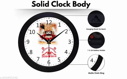 Teen Ban ke Dhari Shri Khatu Shyam Ji HD Wall Clock for Home/Office/Shop Decoration