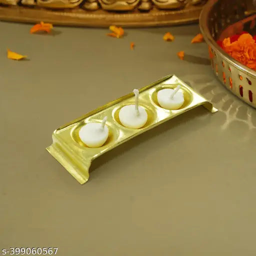 Rectangle Design Brass Ghee Diya Holder for Pooja Room
