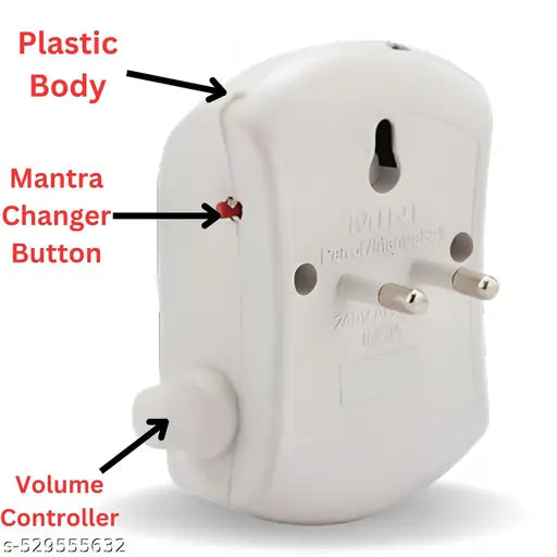 Electric Hindu Religious Continuous 35 In 1 Mantra Chanting Bell Spiritual Devotional Bell With Led Light Just Plug & Play White (Pack Of 1) Including Gayatri Mantra
