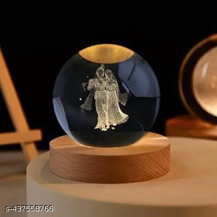 GEETA ENTERPRISES  3D lamp for Bedroom 3D Lamps for Home Decoration 3D Crystal Ball Night Light Gifts for Women Gifts for Men Room Decor Items for Bedroom (Radha Krishna Night lamp