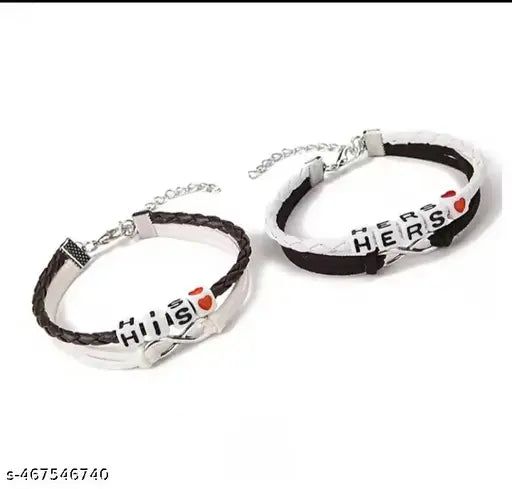 His & Hers Infinity Leather Bracelets for Couple