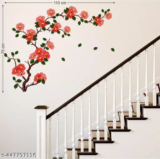 Khatwal Enterprises 'Floral Branch Antique Flowers' Wall Stickers (PVC Vinyl, 50 cm x 70 cm, Multicolour)