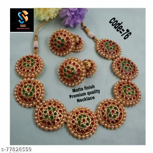 JEWELLERY SET WITH KEMPU WORK