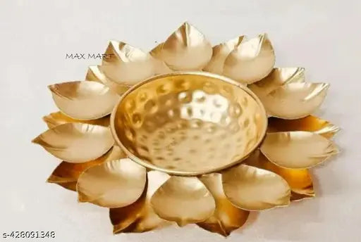 MAX MART Metal Decorative Urli Bowl for Floating Flowers and Tea Light Diyas Festival Decoration Home 12 inch Round Urli Golden