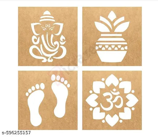 Rangoli Stencil Set 8 Intricate Reusable MDF Designs for Diwali & Festive Decoration