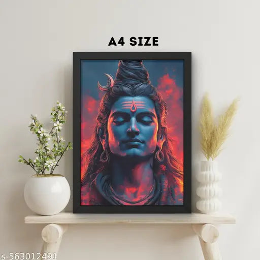 Lord Shiva Wall Art – Textured 9 x 12 Inch Framed Painting