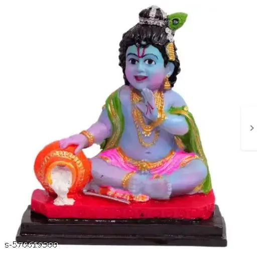 Lord Krishna with Makhan Statue - Handcrafted Idol for Temple and Home Décor
