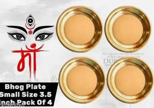 Traditional Design Handmade Pooja Diya Plate/Pital Thali for Puja harathi Aarti thali