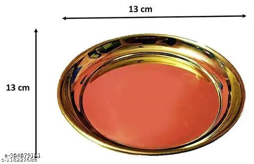 Brass Traditional Utensil Designer Thali/Plate 6 Inch
