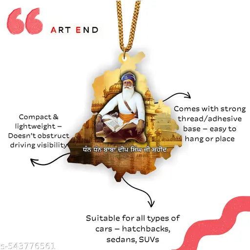 ARTEND car Hanging Ornament Punjab Map  Photo Baba Deep Singh Ji Sikh Religious car Hanging Accessories