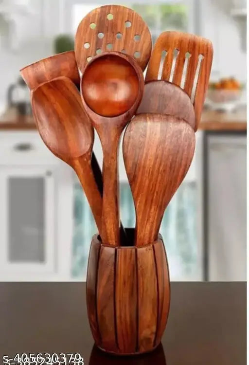 WOODEN SPOON SET OF 7 without jar