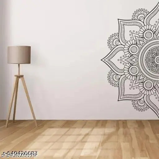 Monochrome Mandala Wall Sticker Self Adhesive Sticker (Pack of 1)