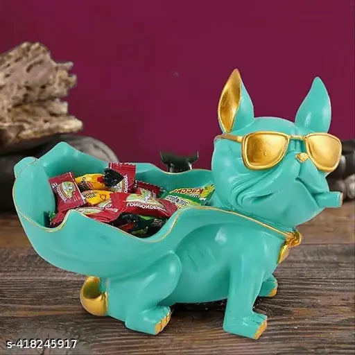DAY CREATION Cool Dog Showpiece for Home Shelves Decor Item, Home Kitchen Decor, Best for Put Any Type Products E.g Key, Mobile Phone, Wallets, Optical, Earphone, Watches,etc. (Multicolor)