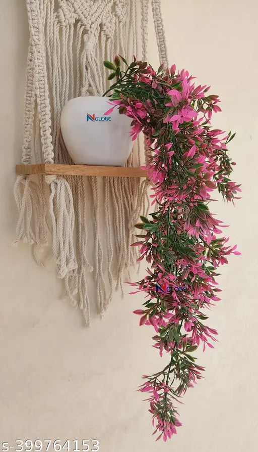 NN Globe Artificial Pink/Green Hanging Plant with Apple pot /Hanging bunch for Decoration with Hanging Hook Artificial Bonsai/Leaf for Home Decor Artificial flower for Decoration