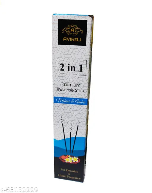 Aviraj Agarbatti Incense Sticks for Pooja Combo Pack of 12 Fragrance 2 - Amber , Mohini I I 100 Gm Each Box 2 in 1  I Puja I Dhup Batti I Dhoop Stick I 9 Inch Size I Natural Ingredients
