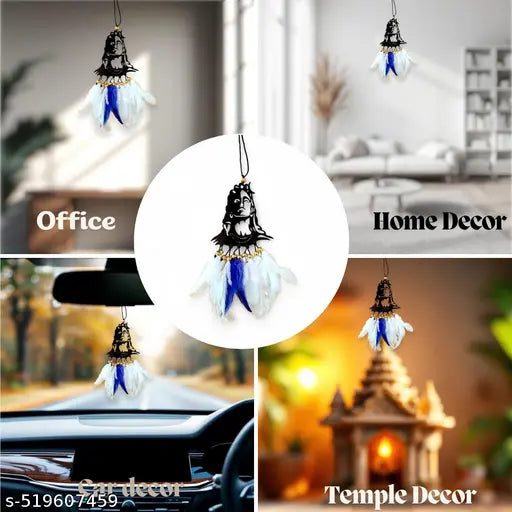 Jiyu Creation Car Hanging Ornament | Dream Catcher for Positive Energy | Rearview Mirror Charm | Home and Temple Decor | Durable Acrylic with Original Feathers