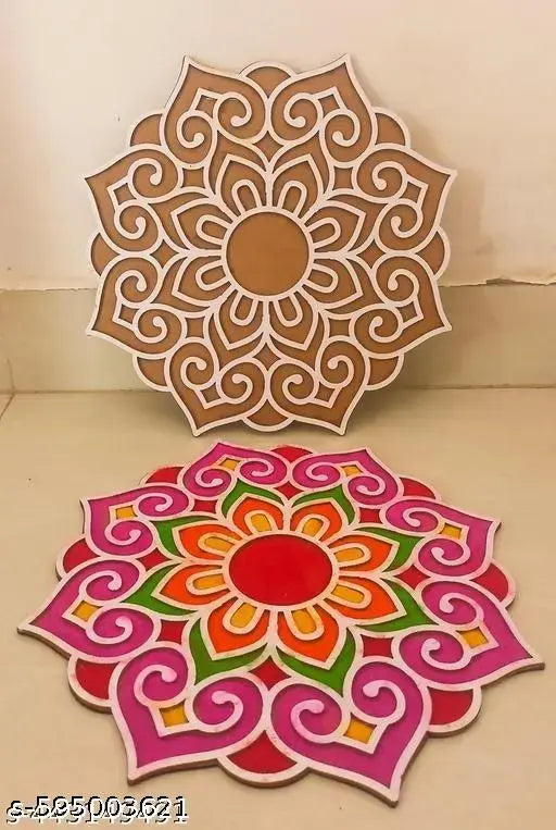 Portable Rangoli (12 inches) Stencil for Decor DIY Craft Reusable Templates for Floor Table Just Fill with Rangoli Atta or Grains for Navratri Pongal Pooja Mandir Rangoli Mats for Decoration