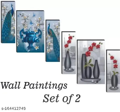 Beautiful Combo Set of 3 Wall Painting For Living Room Home Decorated Office Hotel Gift Item UV Textured Painting 12 Inch * 18 Inch ( PACK OF 2 PAINTINGS )