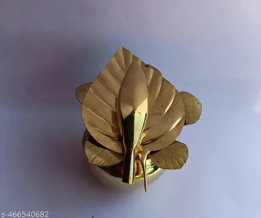 Mataraenterprise24-Glossy Mangal kalash with brassBetel leafand banana and Mango Leafs