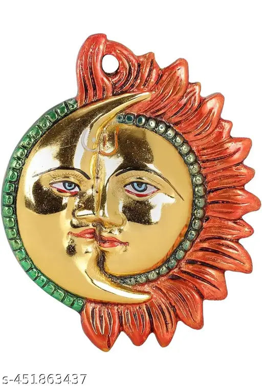 Sun & Moon Wall Hanging Multicolour Decorative Showpiece for Vastu Remedies, Success, Health & Prosperity in Home, Office Hanging Art Piece of Combine Sun and Moon to Energise You with The Most Powerful Energies on The Earth. Prepared from fine Quality of