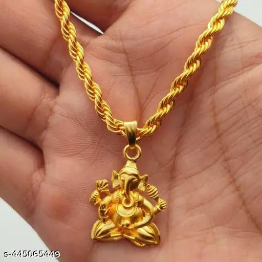 Ganesh Pendant With Gold Chain Gold-plated Plated Alloy Chain