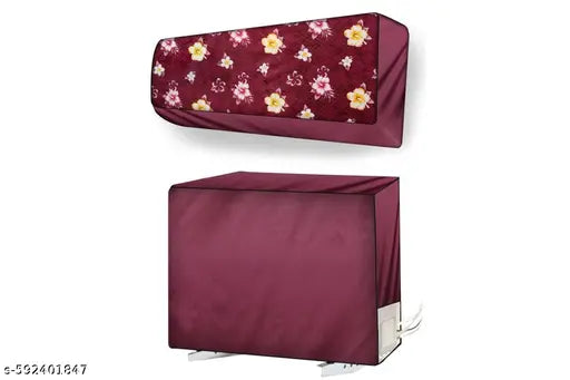 Ebring Dust & Waterproof 1.5 Ton Split AC Cover Set for Indoor and Outdoor Unit (Red Lily)