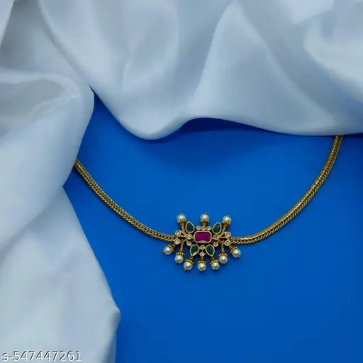 Gold Plated Maangalyam /South Indian, Maharastrian Choker Necklace Jewellery Set for Women's and Girls