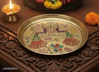 Galaxygift ( 7 INCH )Brass plate for puja | Pooja items for Pooja Room | brass plates | pooja plate | Brass Pooja Thali)Brass plate for puja | Pooja items for Pooja Room | brass plates | pooja plate | Brass Pooja Thali / / BRASS PLATES 100% PURE BRASS