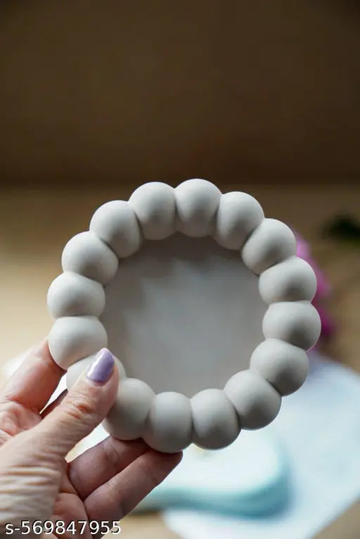 Minimal Round Beaded Resin Tray | Jewelry Holder | Aesthetic Vanity Tray | Handmade Decor Plate