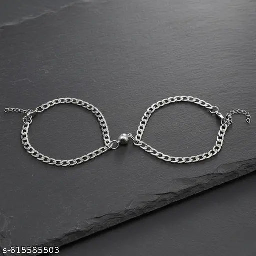 Zaphariq 2 Pcs Mutual Attraction Relationship Matching Ball Shape Magnet Bracelet For Men and Women