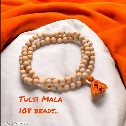 Tulsi Jaap Mala - 108 Beads Original Basil Wood Rosary | Handcrafted Tulsi Mala for Jap, Meditation & Prayer | Lightweight Sacred Tulsi Wood Chain for Men & Women | Spiritual Jap Mala for Chanting & Pooja Use
