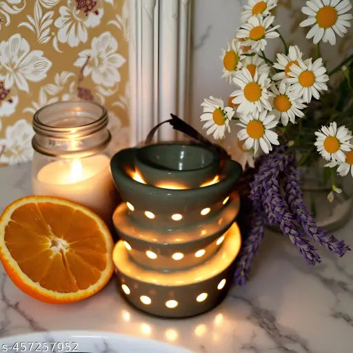 Kraftlik Handicrafts Ancient Softy Shape Electric Ceramic Aroma Oil Diffuser Burner | Electric Fragrance Diffuser Burner with Oil for Room/Office/Home Decor(ARM-Softy) (pack of 1)