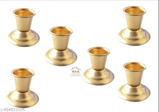 Candle stand - Candle Holder - (Set of 6) 4 x 5 cm Golden Candle Stick Holder for Home Decoration.