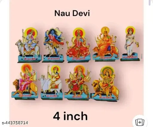 mata nav durga  nav ratrie 9 murtie wooden mdv  seand set GOOD Q