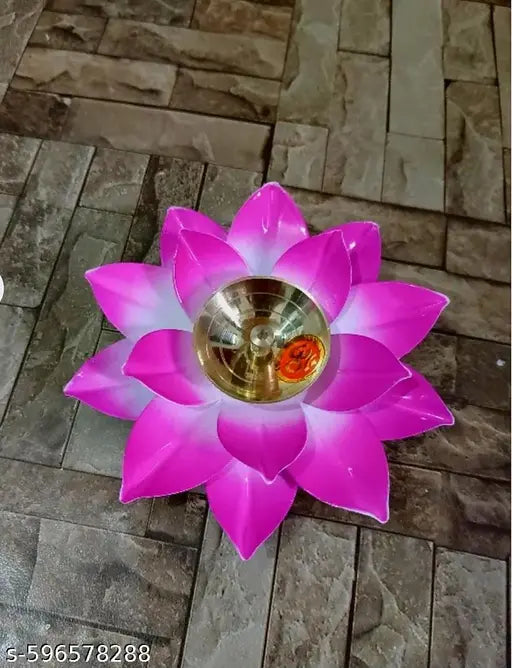 Pure Brass Lotus Diya Jot Deepak(Diya) Pooja Oil Lamp for Home Decoration and Diwali Gifting ( Pink )