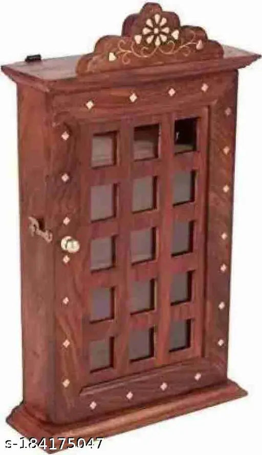 Sheesham Wood Key Holder-Square Design Keychain Holder Crafted by Saharanpur Artisans- Wooden Brown Color  For Home decor