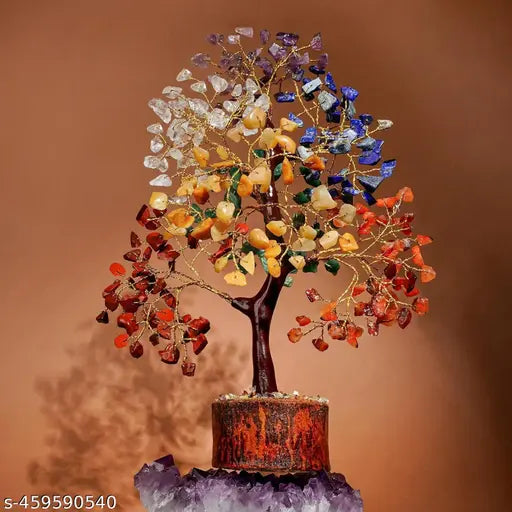 Chakra Tree of Life - Crystal Tree for Positive Energy, Feng Shui Tree, Home Decor - 7 Chakra Tree, Crystal Decor - Meditation Decor Luck Figurine, Wealth Prosperity,