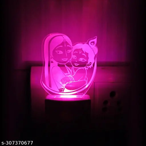 Diona Night Lamp Krishna Yashoda Kanna Gopal 3D LED Illusion Multi Color Changing Night Light Birthday,Anniversary,Festival Gift