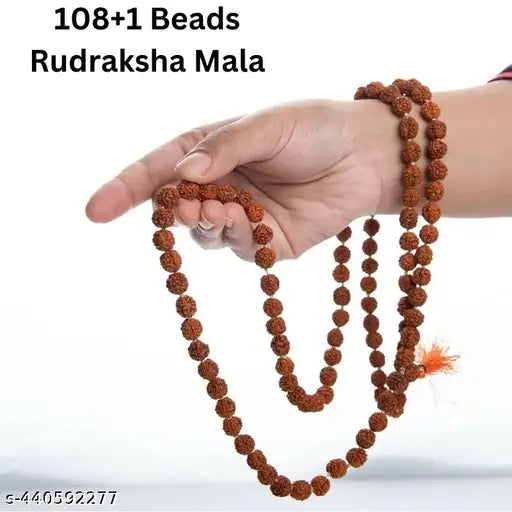 Pooja Artical 3 Combo 108+1 Beads Tulsi Mala, 108+1 Beads Rudraksha Mala,  54+1 Beads Rudraksha Mala (Free) (Pack of 1)