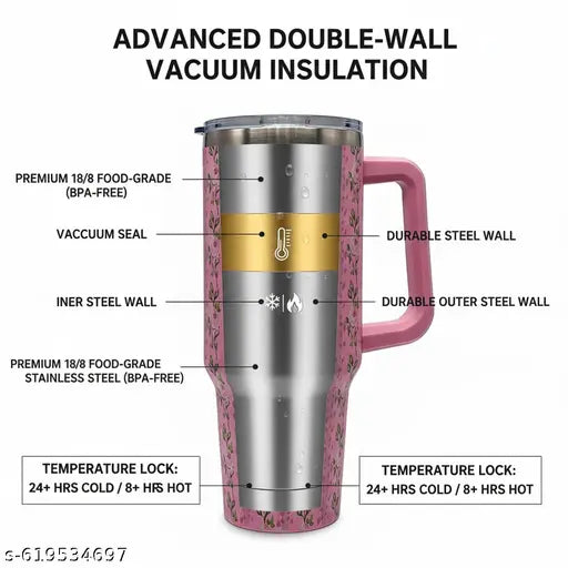 Dimazofly Tumbler with lid and Straw 1200ML Cup Stainless Steel Vacuum Insulated Tumbler for Water, Iced Tea or Coffee 1.2L Office Gym Travelling