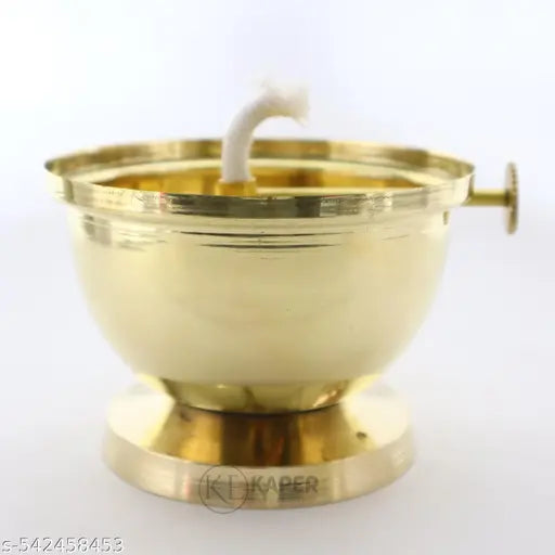 KAPER Handmade Premium Brass Chimni Diya Lantern | 6 Inch Tall 1-Wick Oil Lamp | Grand Mandap, Temple & Diwali Decor Luxury Artisan Puja Articles Gift Showpiece