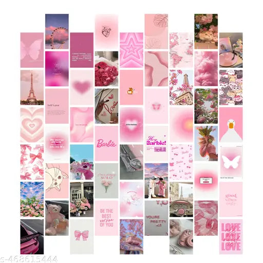 ThePosterMart Aesthetic PINK Collage Kit Wall Posters Collections | Set of 54 | 4x6 inch each | Wall Collage Kit, aesthetic posters | Room Decor Photo Collection | Posters for Room Decoration