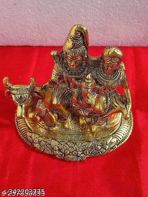 Haridwar Trends Shiv Parivar ki Murti, Shiv Parivar Murti, Shiv Parivar, Shiv Parivar Murti Handicraft metal shiv Parivar | shiva family with Kartik Ganesh home and office decor idol Idols & Figurines, Lord shiva and Parvati (9 x 8 x 12cm) sitting on Nand
