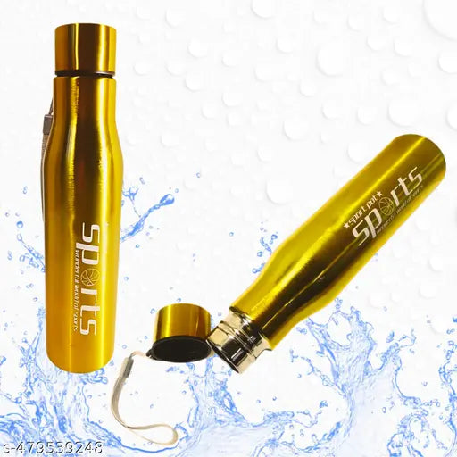 Golden Stainless Steel Sports Bottle - 1 Litre, Stylish & Lightweight Design